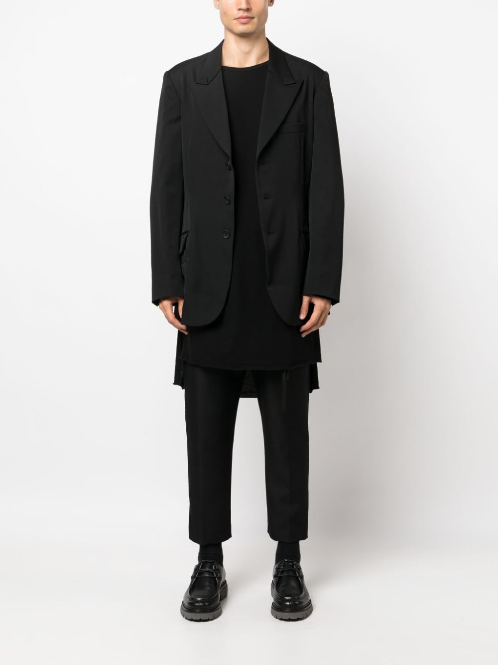 Yohji Yamamoto peak-lapels wool blazer - Zwart
