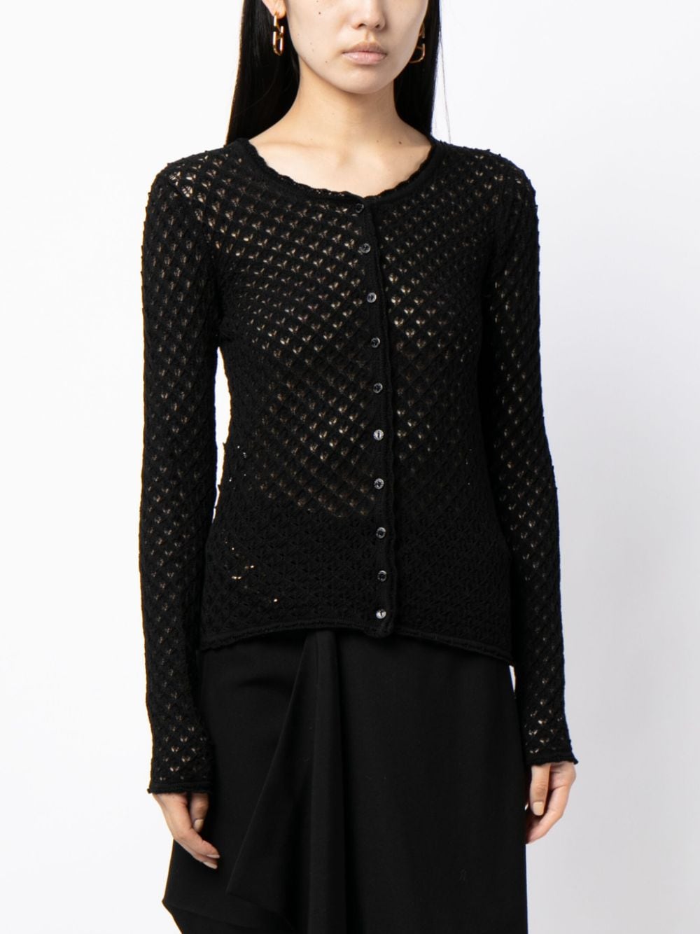 Pre-owned Dolce & Gabbana Crochet Knit Cardigan Top In Black