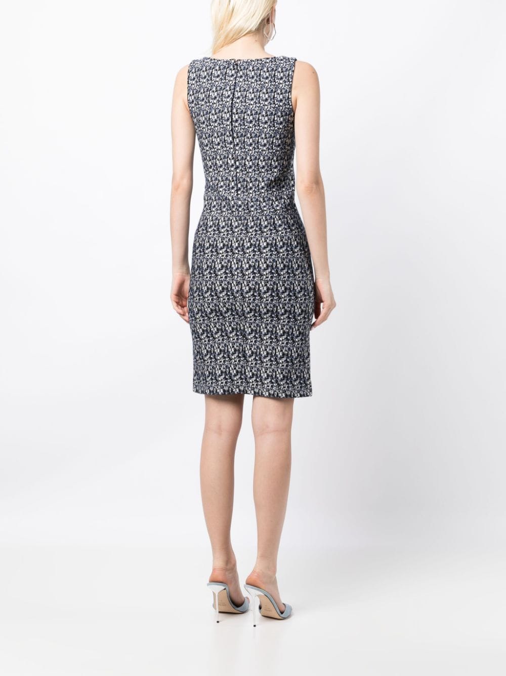 Pre-owned Prada Abstract-print Knit Dress In Blue