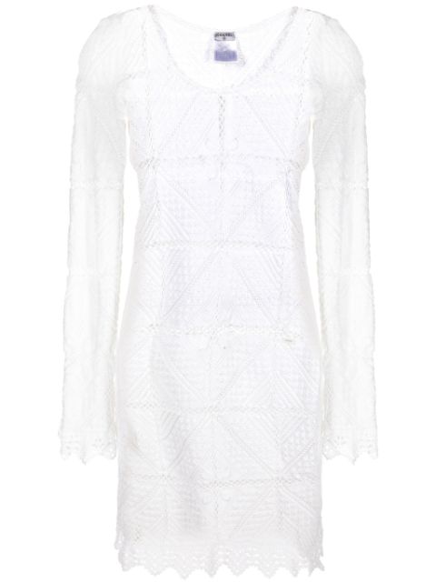 HOT SALE CHANEL crochet-knit fitted dress Women