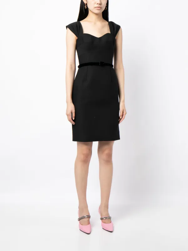 Prada Pre-Owned Belted wool-blend Dress | Black | FARFETCH