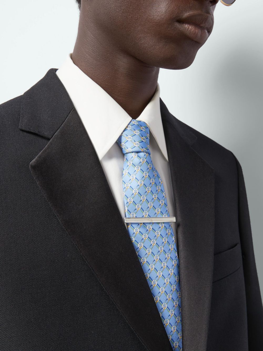 Gucci Sterling Silver Interlocking G Tie Bar In Silver-tone