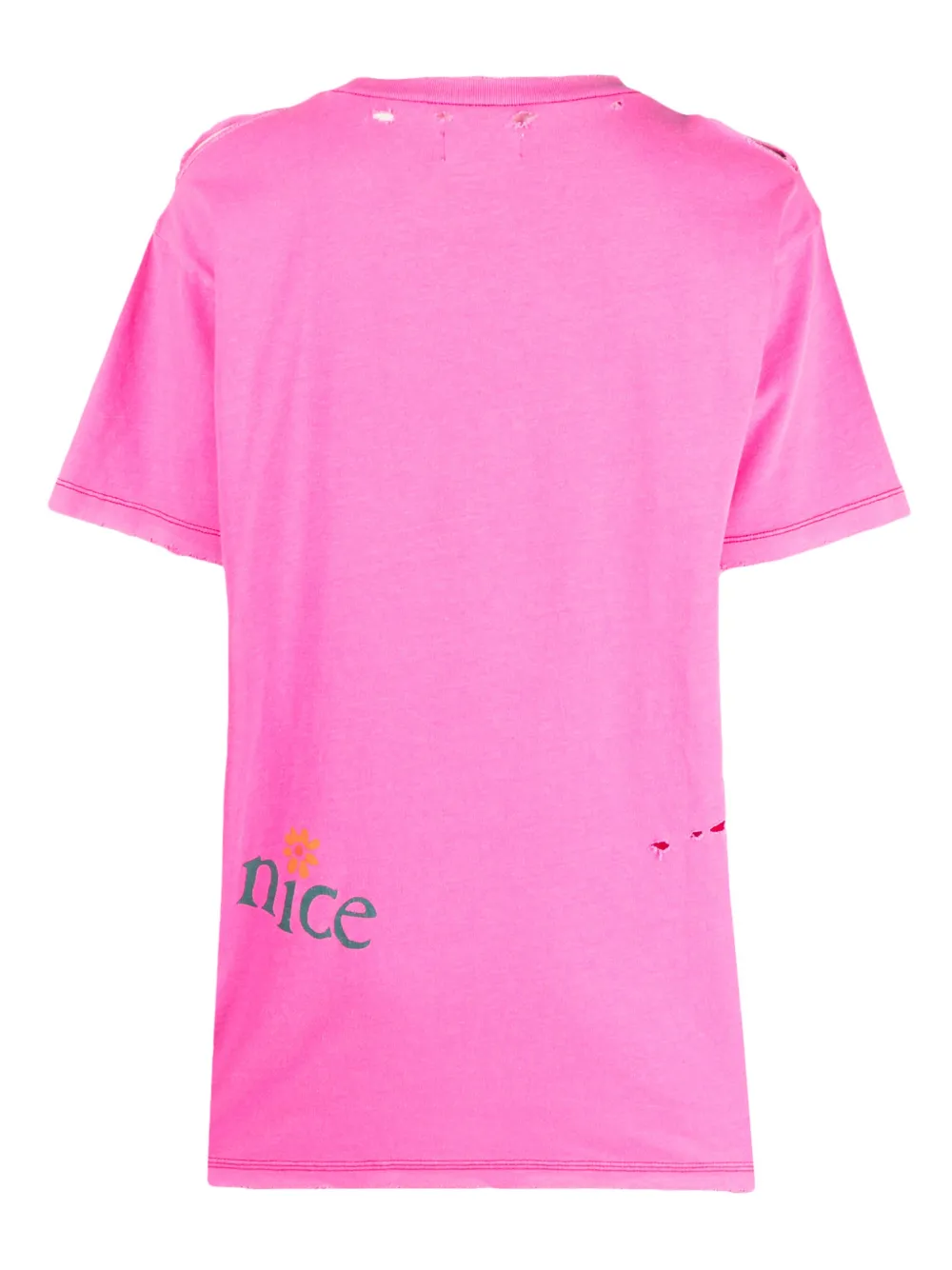 ERL logo-print distressed T-shirt - Roze