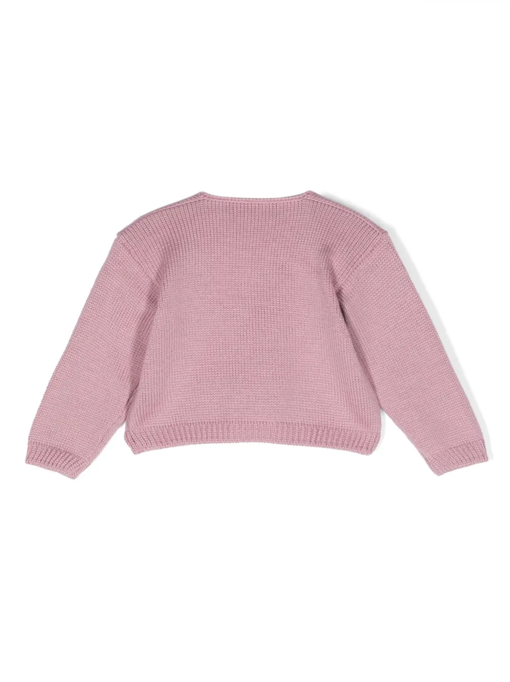 Shop Little Bear Buttoned Virgin Wool Cardigan In Pink