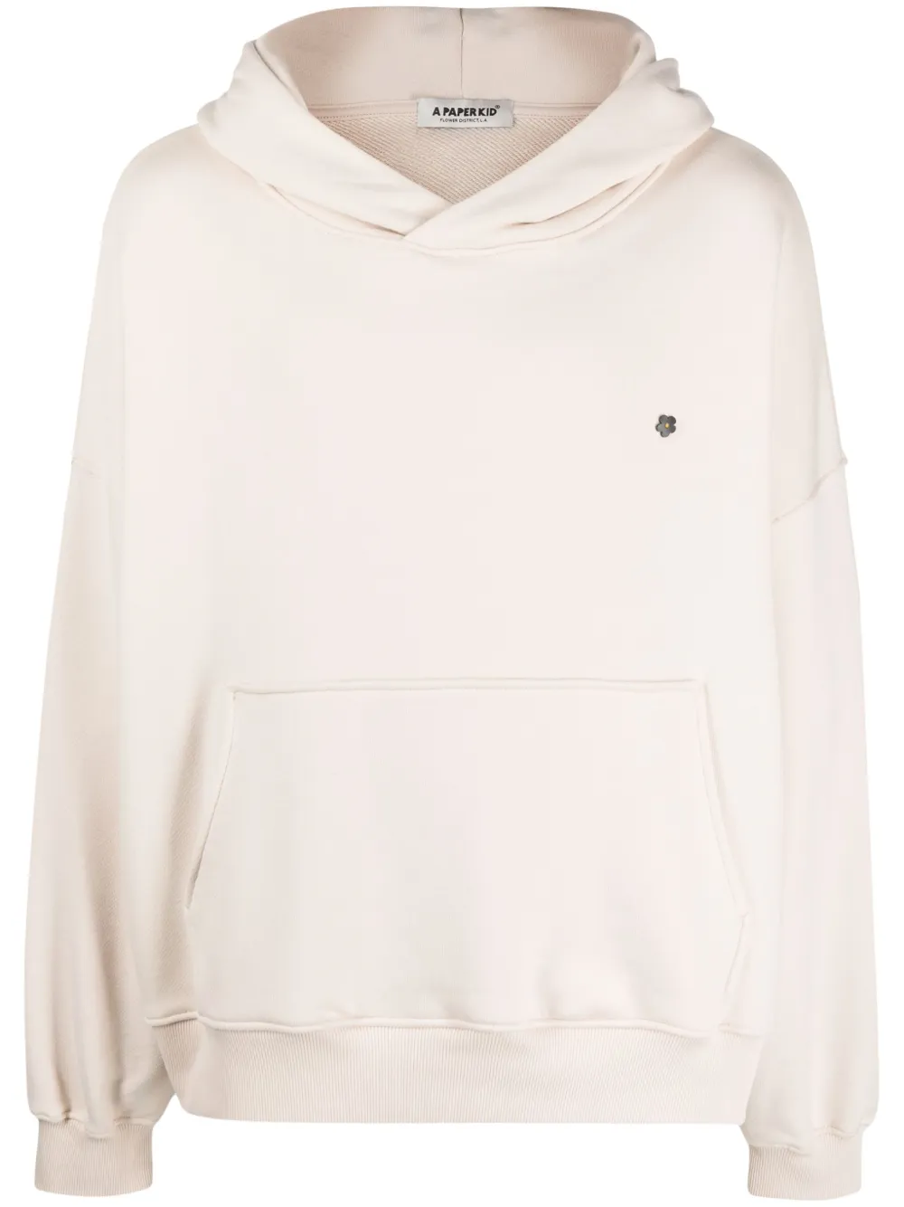 Shop A Paper Kid Logo-embroidered Cotton Hoodie In Neutrals