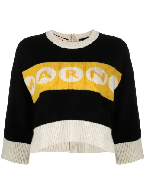 Marni logo-intarsia cropped jumper