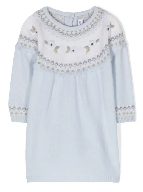 Tartine Et Chocolat floral-embroidered crochet-trim dress
