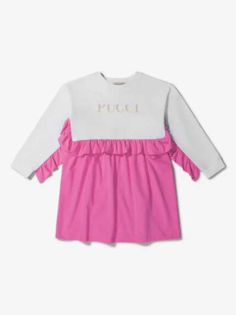 PUCCI Junior logo-print ruffled dress