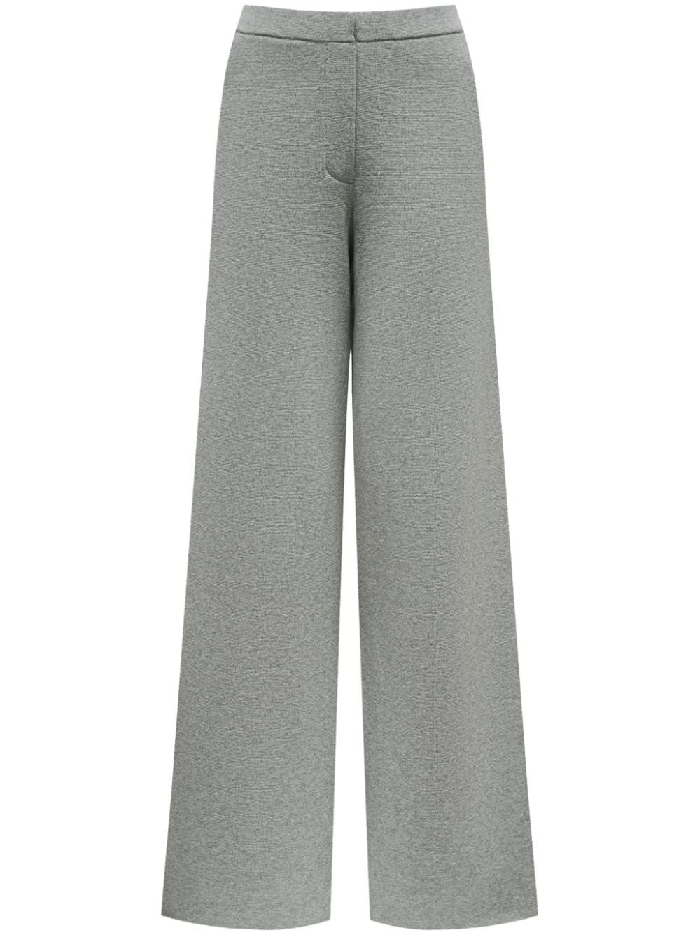 12 Storeez Mélange Knitted Wide-leg Trousers In Grey