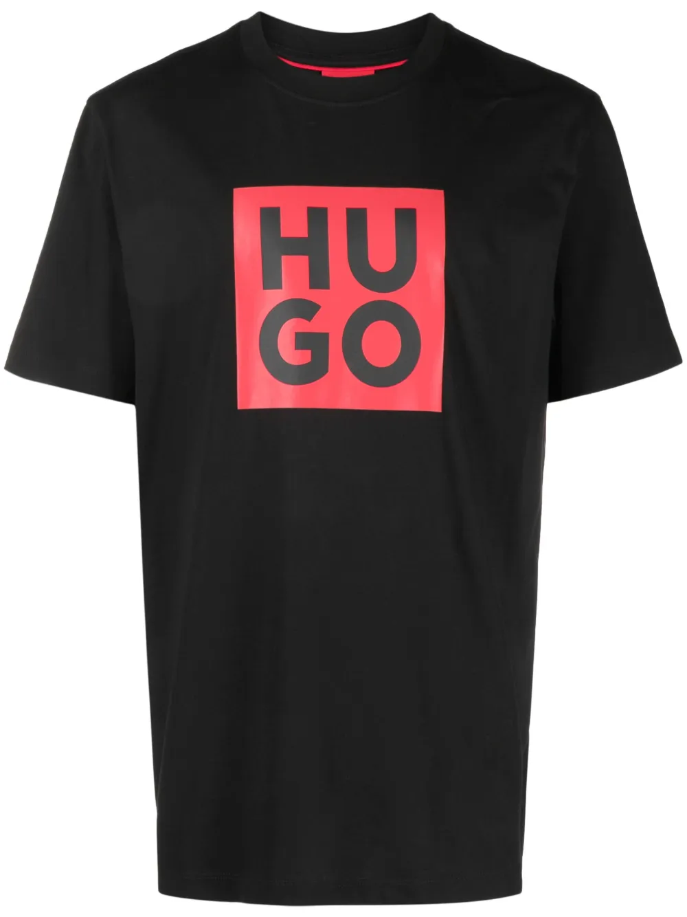 HUGO Camiseta de algodão com estampa de logo | Preto | Image 1