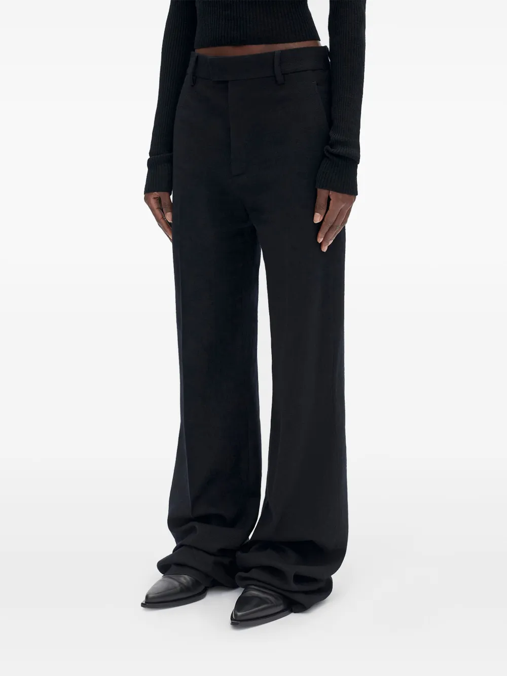  Ann Demeulemeester Maaike Pressed-crease Flared Trousers - Black 