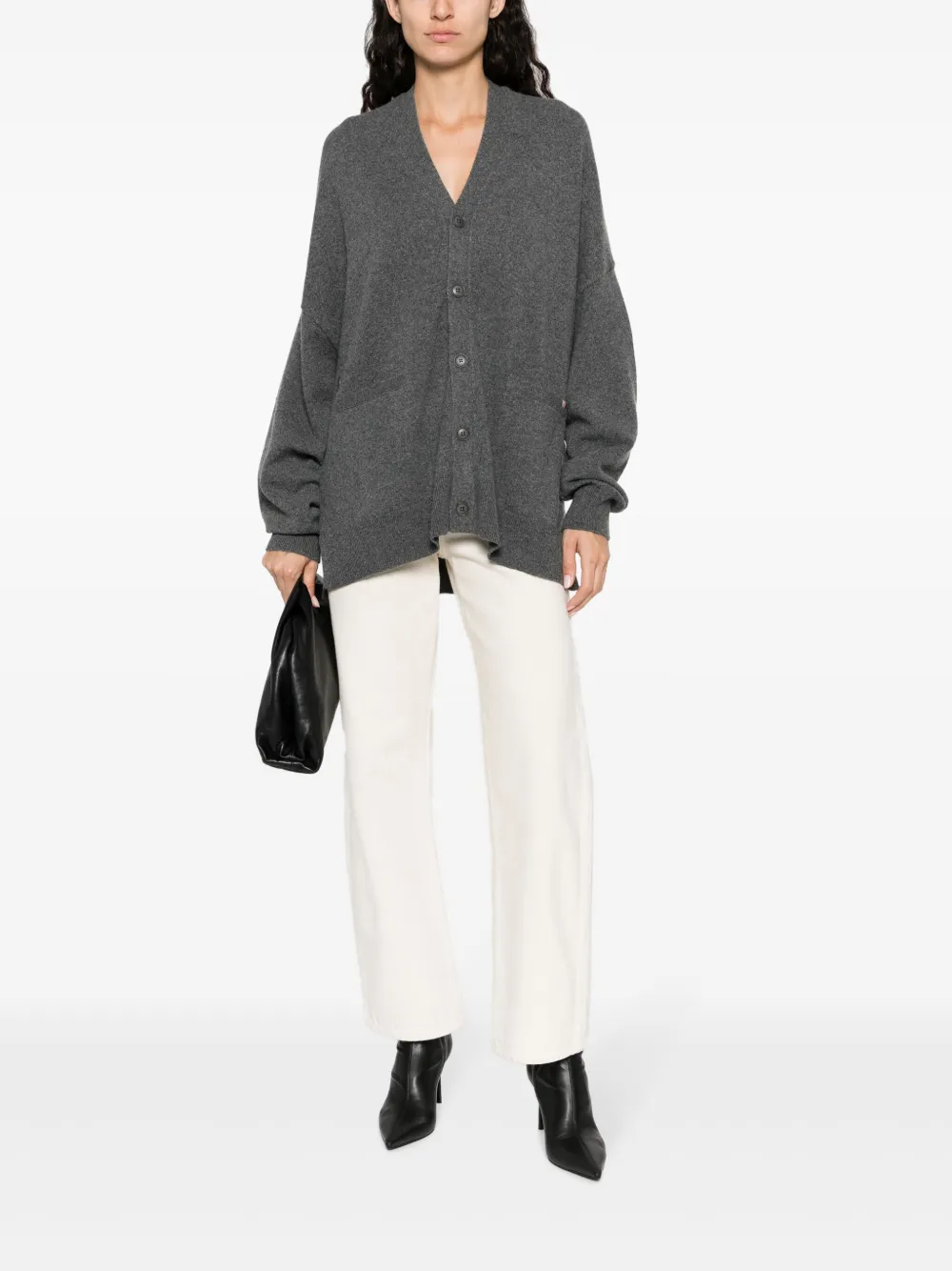 Extreme Cashmere V-neck Cashmere-blend Cardigan In Grey