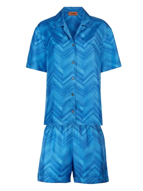 Missoni Home zigzag-pattern silk pajama set