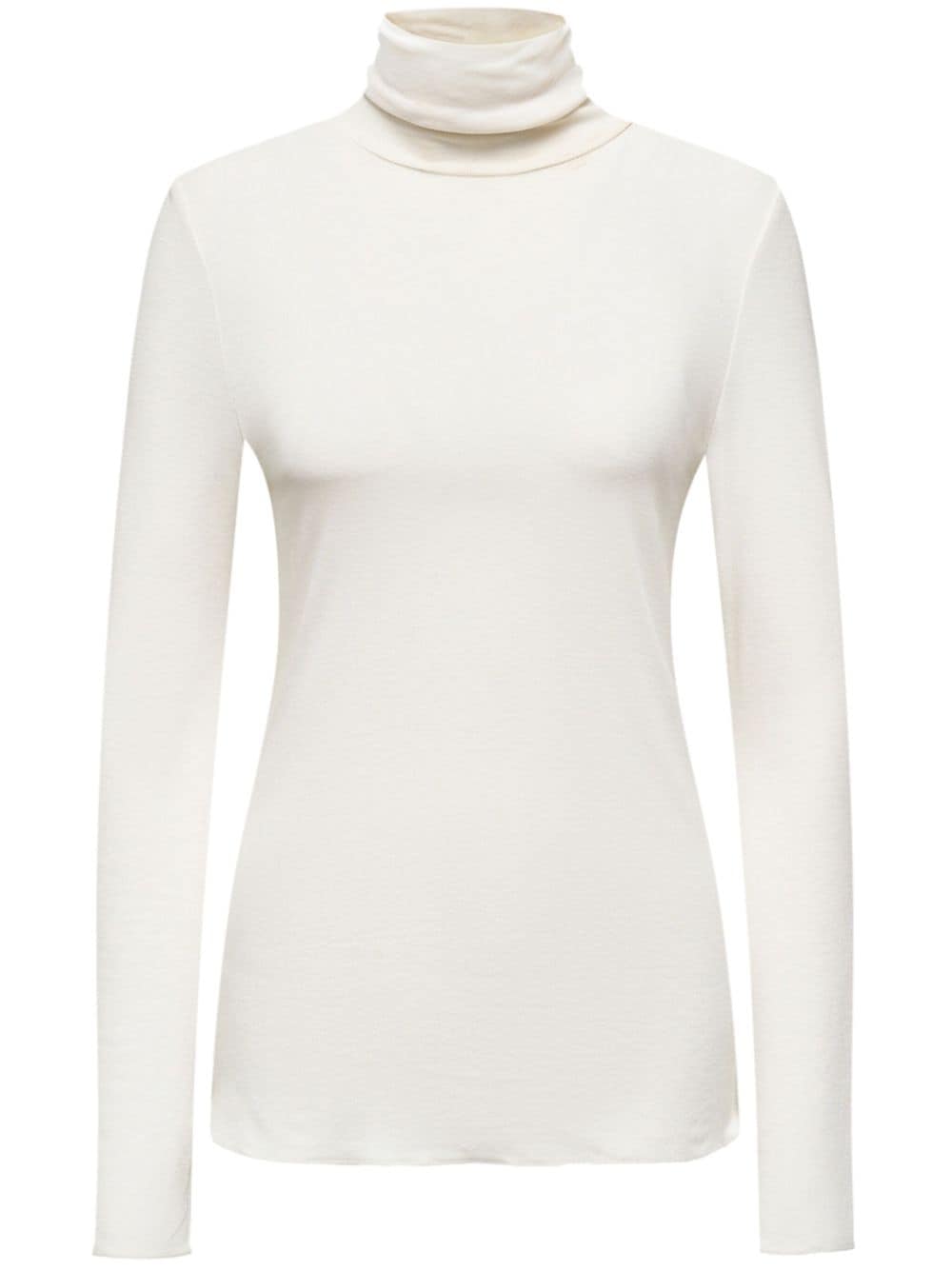 12 Storeez Roll-neck Viscose Top In White