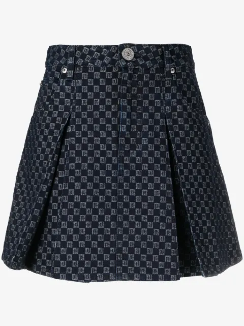Balmain falda de mezclilla corta con monograma en jacquard