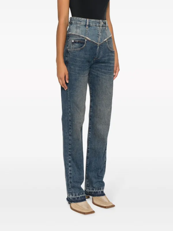 【送料&関税込】Isabel Marant Noemie Jeans ISABEL MARANT Noemie frayed two-tone jeans | NET-A-PORTER