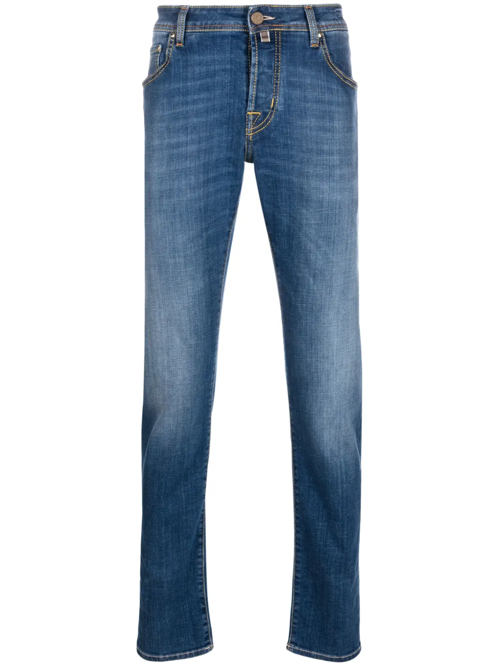 Shop Jacob Cohen Mid-rise Straight-leg Jeans In Blue