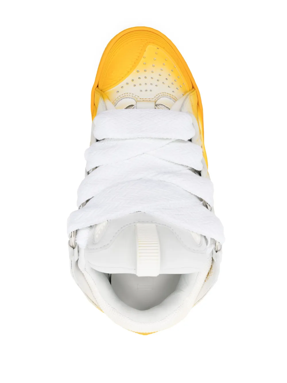 Shop Lanvin Curb Spray-painted Leather Sneakers In Yellow