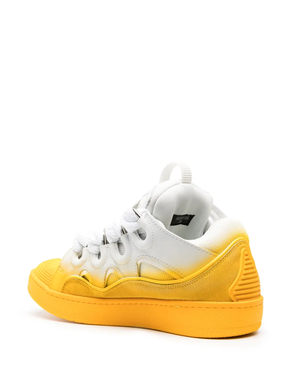 Shop Lanvin Curb Spray-painted Leather Sneakers In Yellow