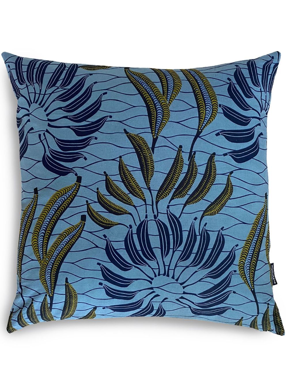Shop Mumutane Isolo Crops Graphic-print Wool Cushion In Blue