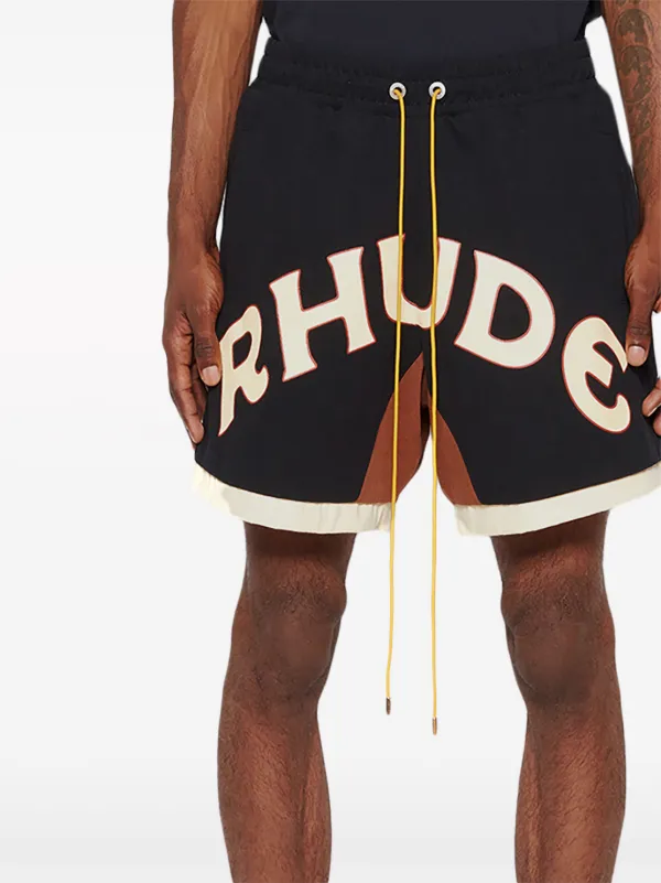 RHUDE Mechanic logo print Shorts Black FARFETCH AU