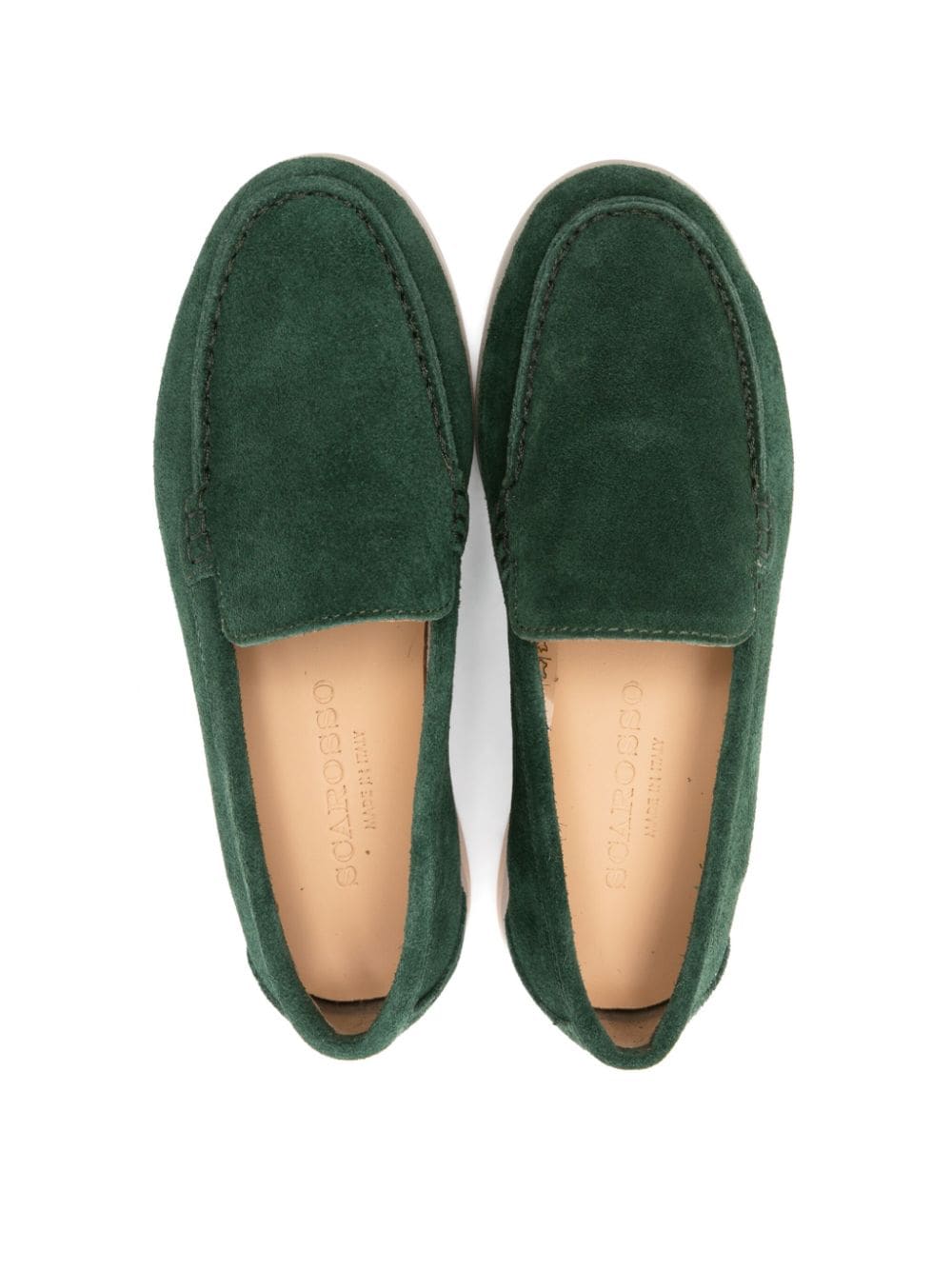 Shop Scarosso Ludovica Slip-on Suede Loafers In Green
