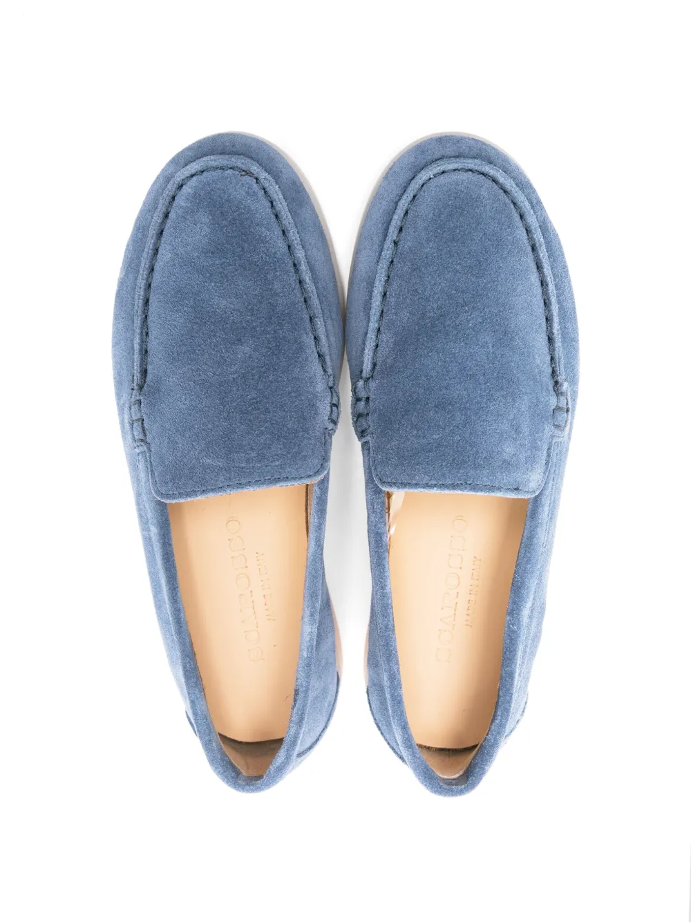 Shop Scarosso Ludovica Slip-on Suede Loafers In Blue