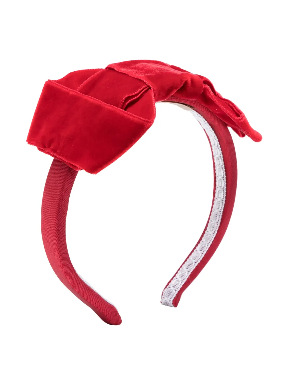 Elie Saab Junior Kids' Velvet Bow-detail Headband In Red