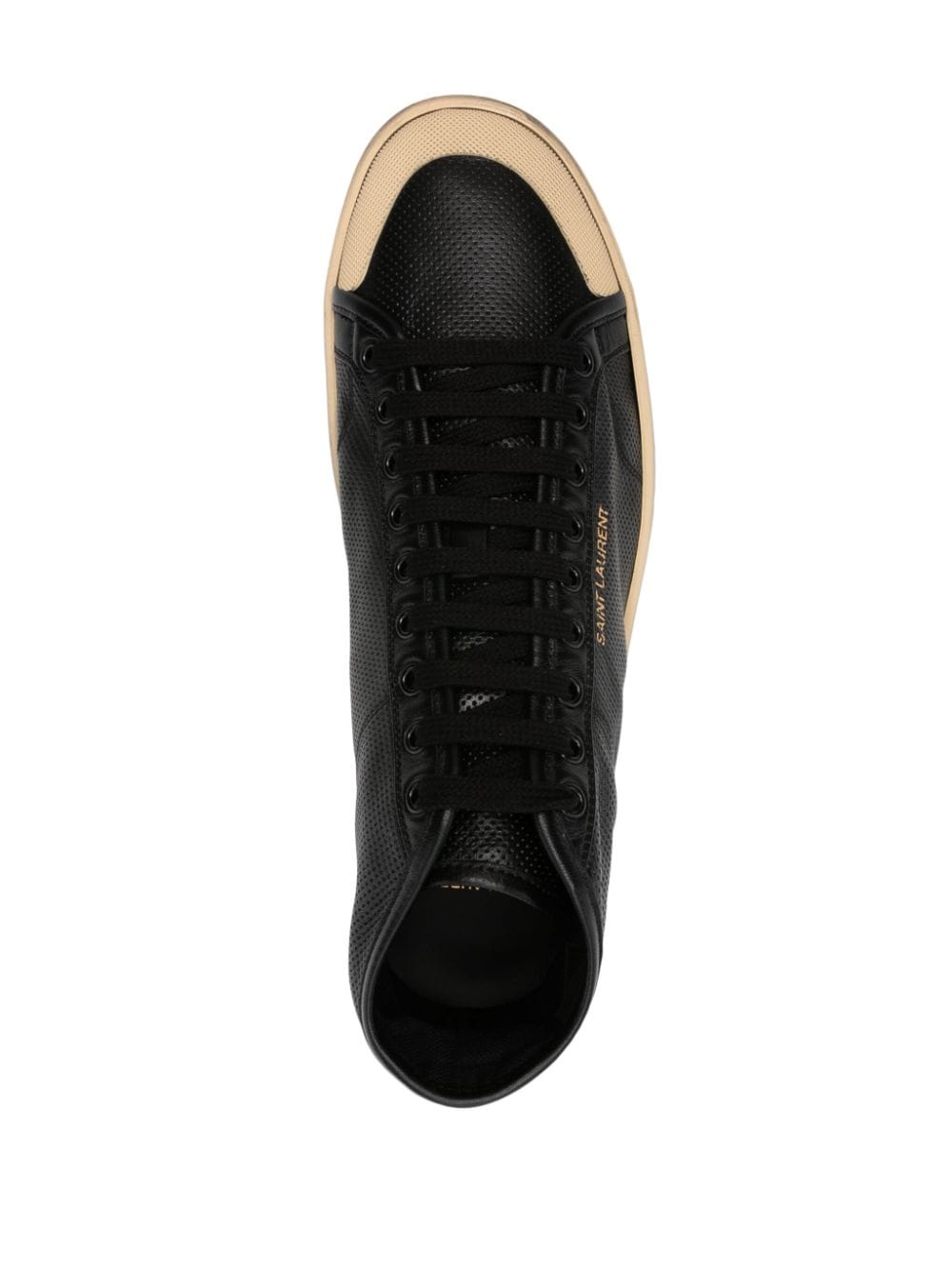 Shop Saint Laurent Leather Mid-top Sneakers In Black