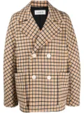 Lanvin check-pattern virgin-wool peacoat - Neutrals