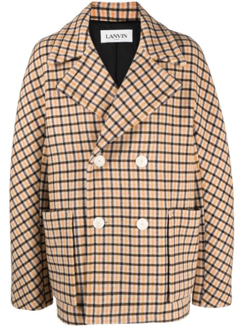 Lanvin check-pattern virgin-wool peacoat Men