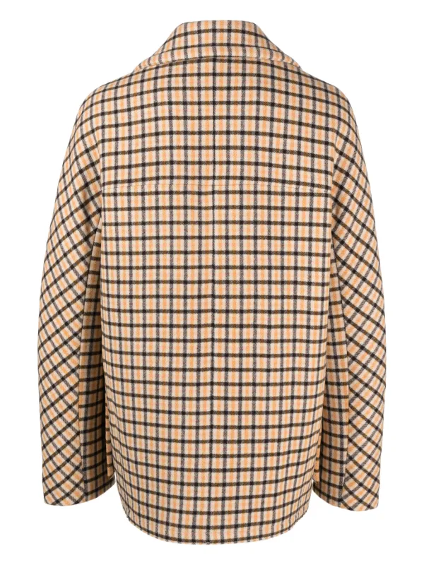 Lanvin check-pattern virgin-wool Peacoat | Neutrals | FARFETCH