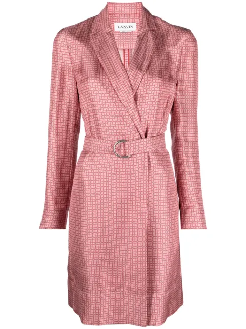 Lanvin geometric-pattern silk wrap dress