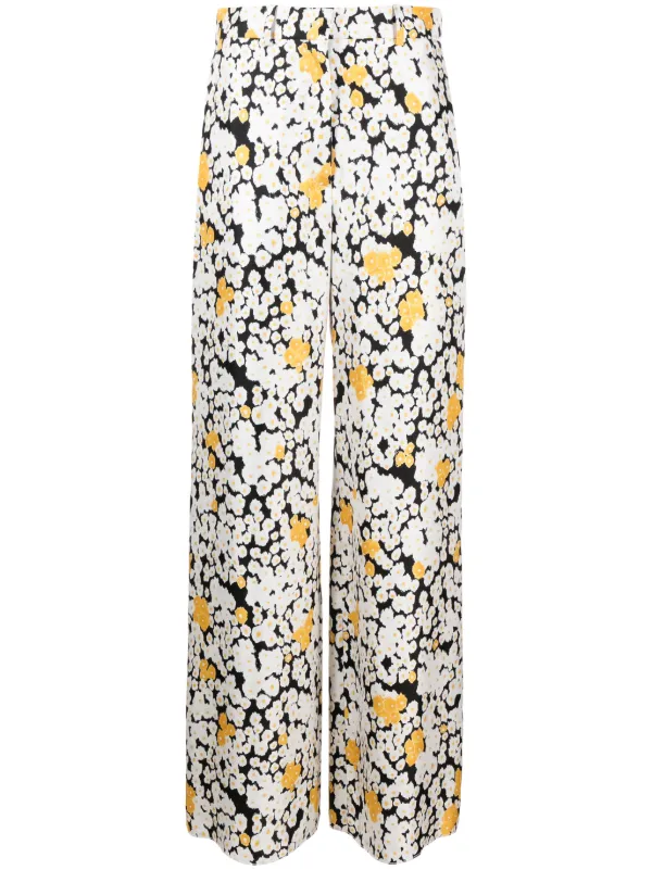 Lanvin Floral Wide-leg Trousers in White