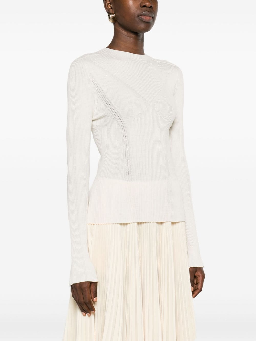 Shop Lanvin Long-sleeve Knitted Top In White