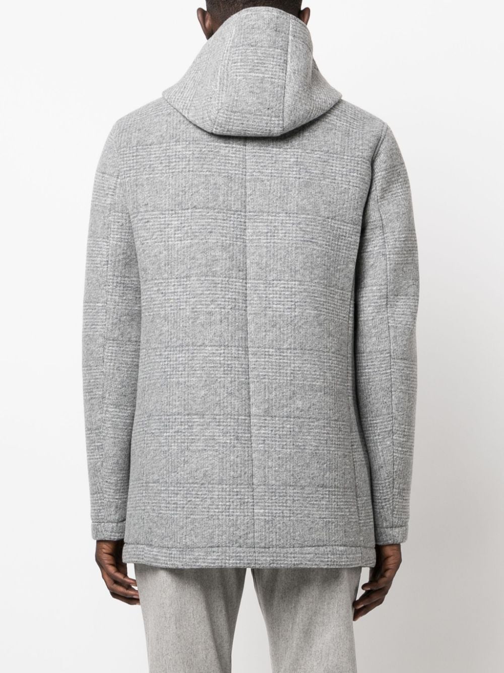 Shop Manuel Ritz Checked Hooded Jacket In Grey