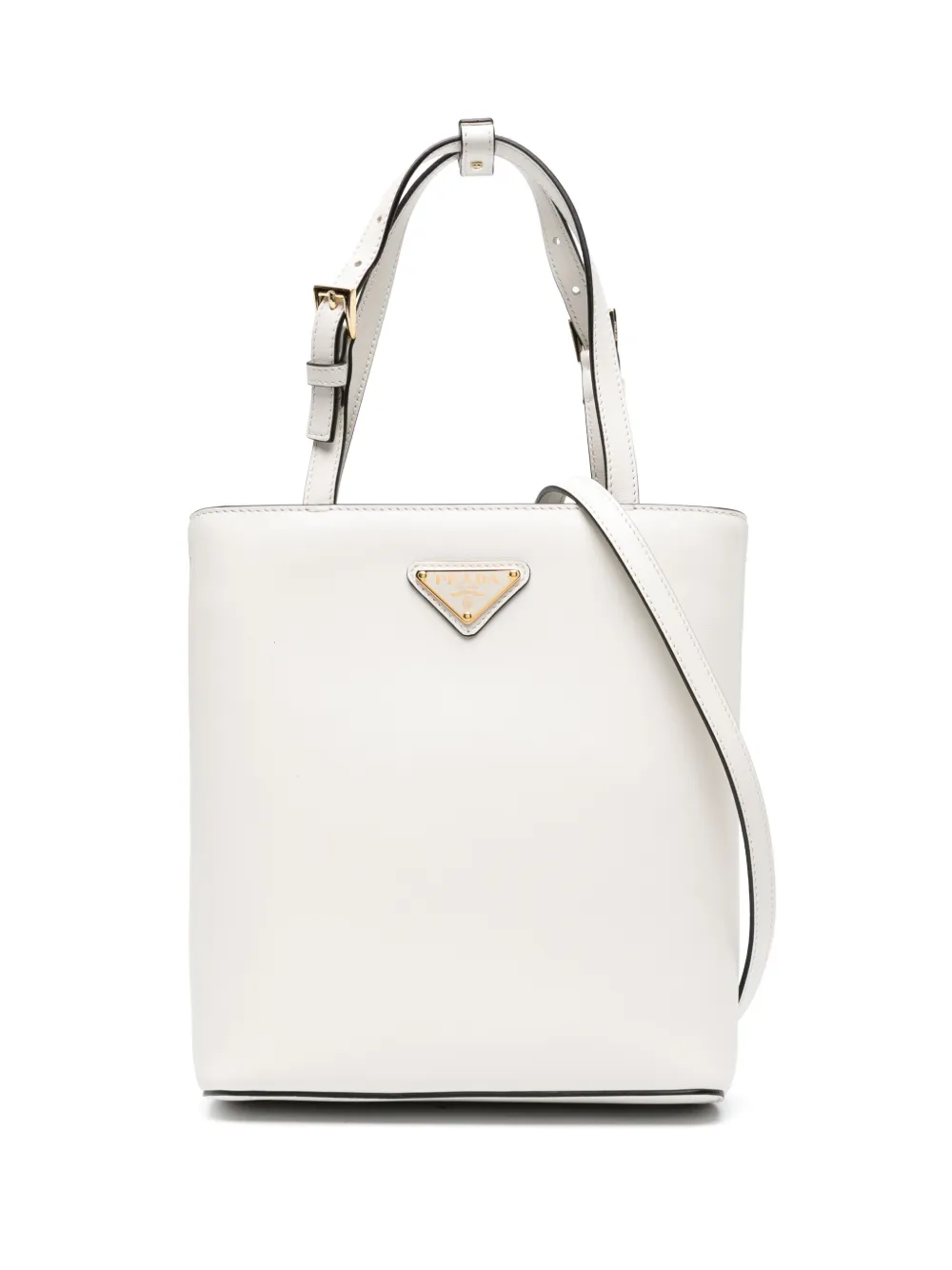Prada triangle logo-appliqué tote bag Wit