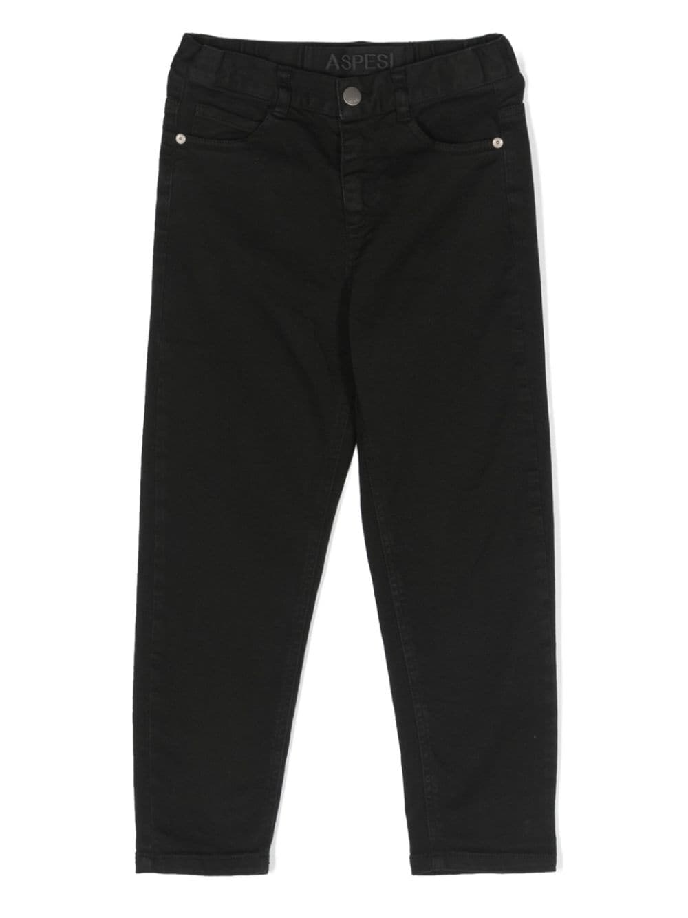 Aspesi Kids' Straight-leg Drop-crotch Jeans In Black