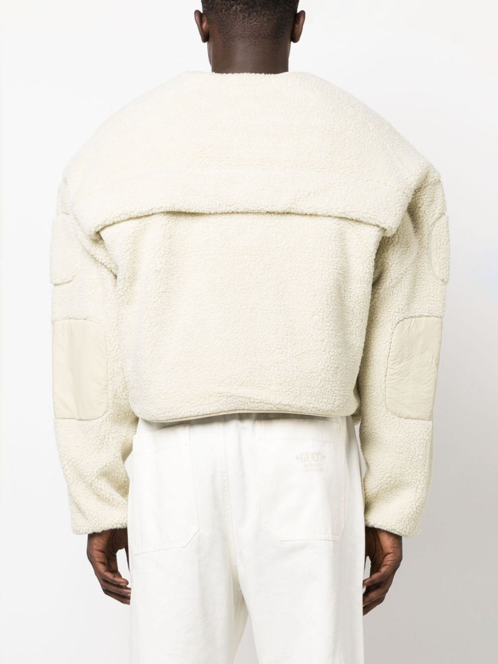 Shop Entire Studios Cropped Faux-shearling Hooded Jacket In Neutrals