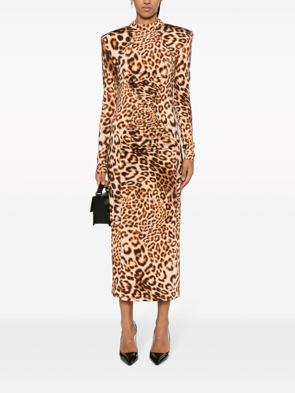 ROTATE Maxi-jurk met luipaardprint - Beige