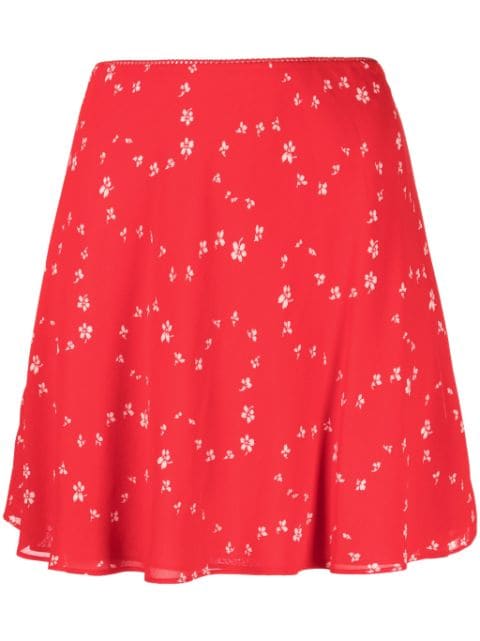 Reformation floral-print crepe miniskirt
