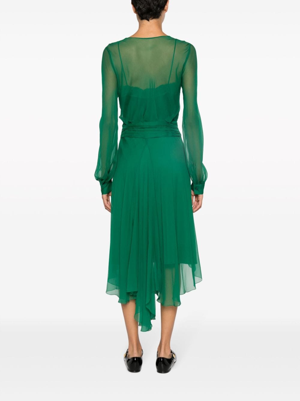 Alberta Ferretti Asymmetrische midi-jurk Groen