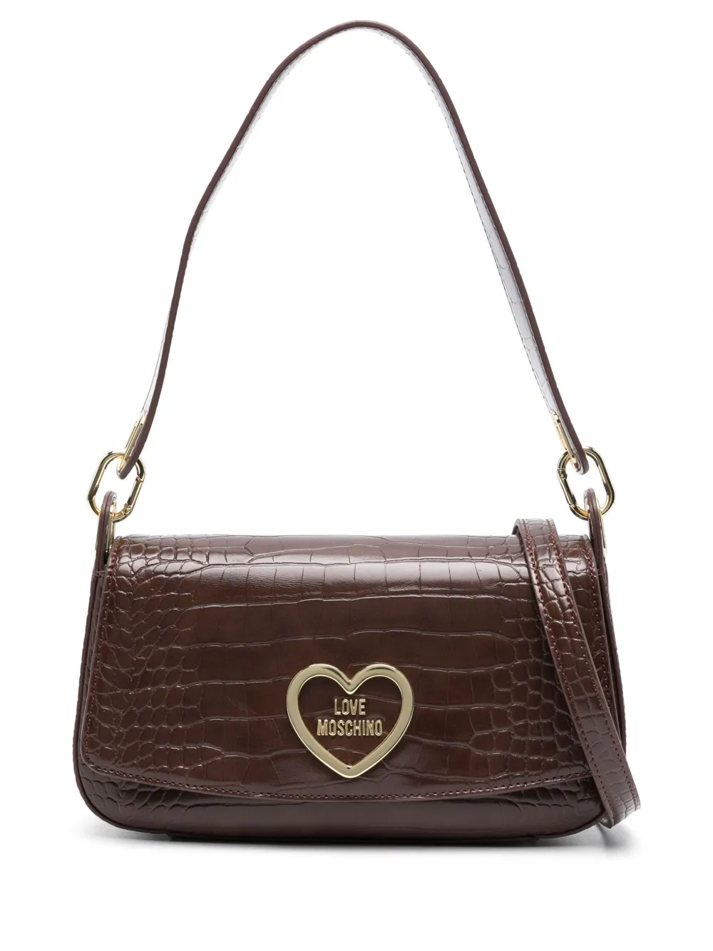 Love Moschino logo-plaque crocodile-effect bag - Braun