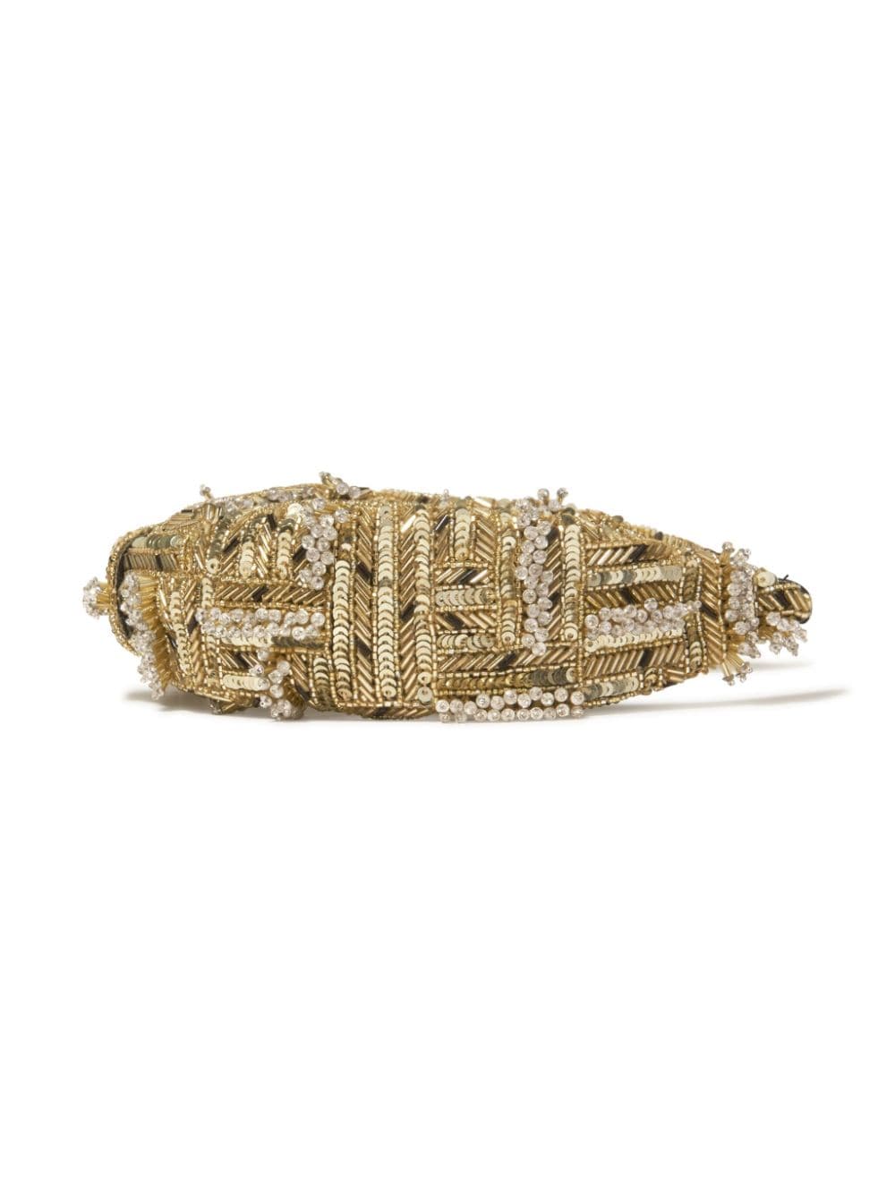 Shop Maison Ava Sequin-embellished Silk Headband In Gold