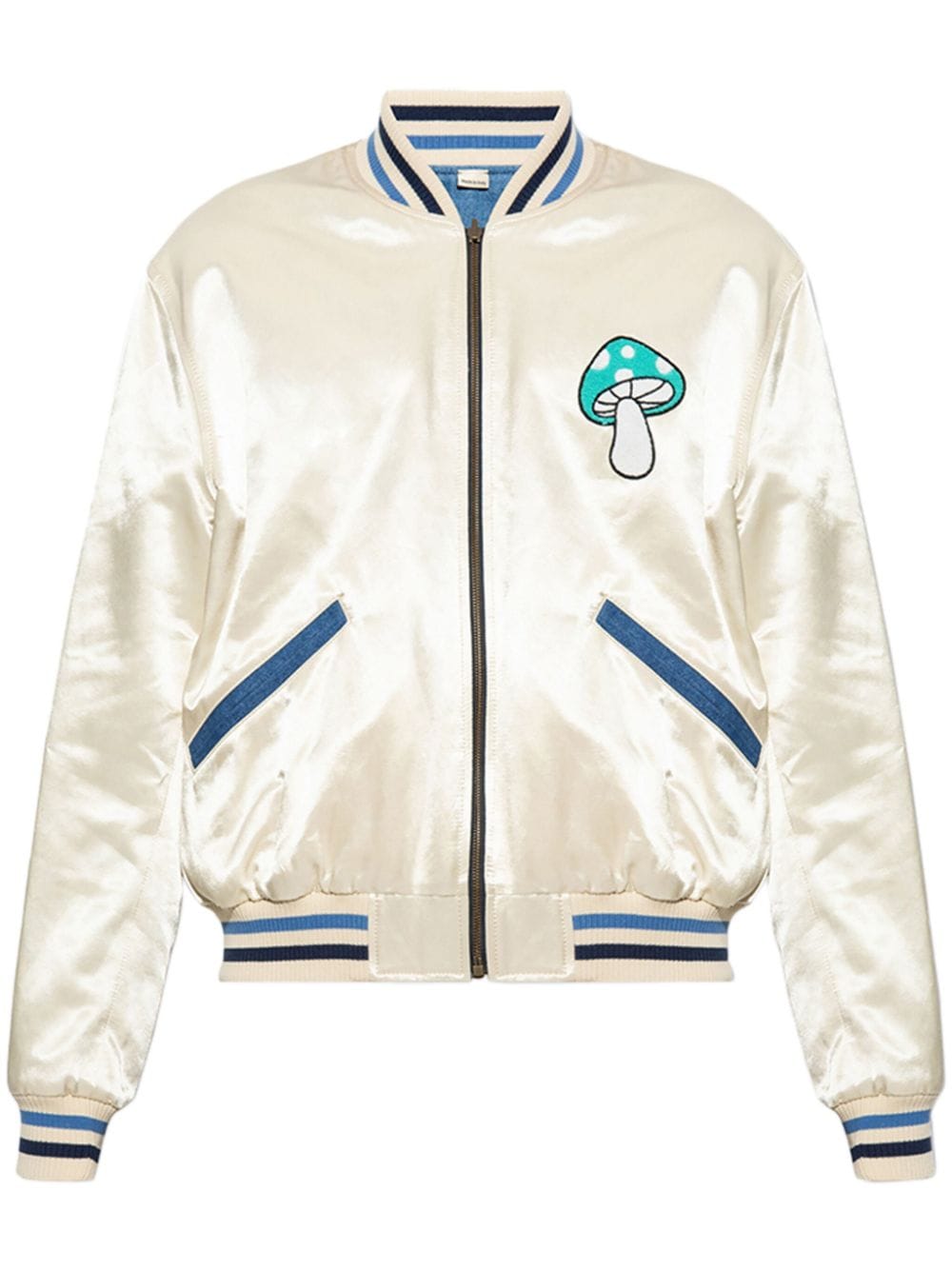 Shop Gucci Stripe-detailing Satin-finish Bomber Jacket In White