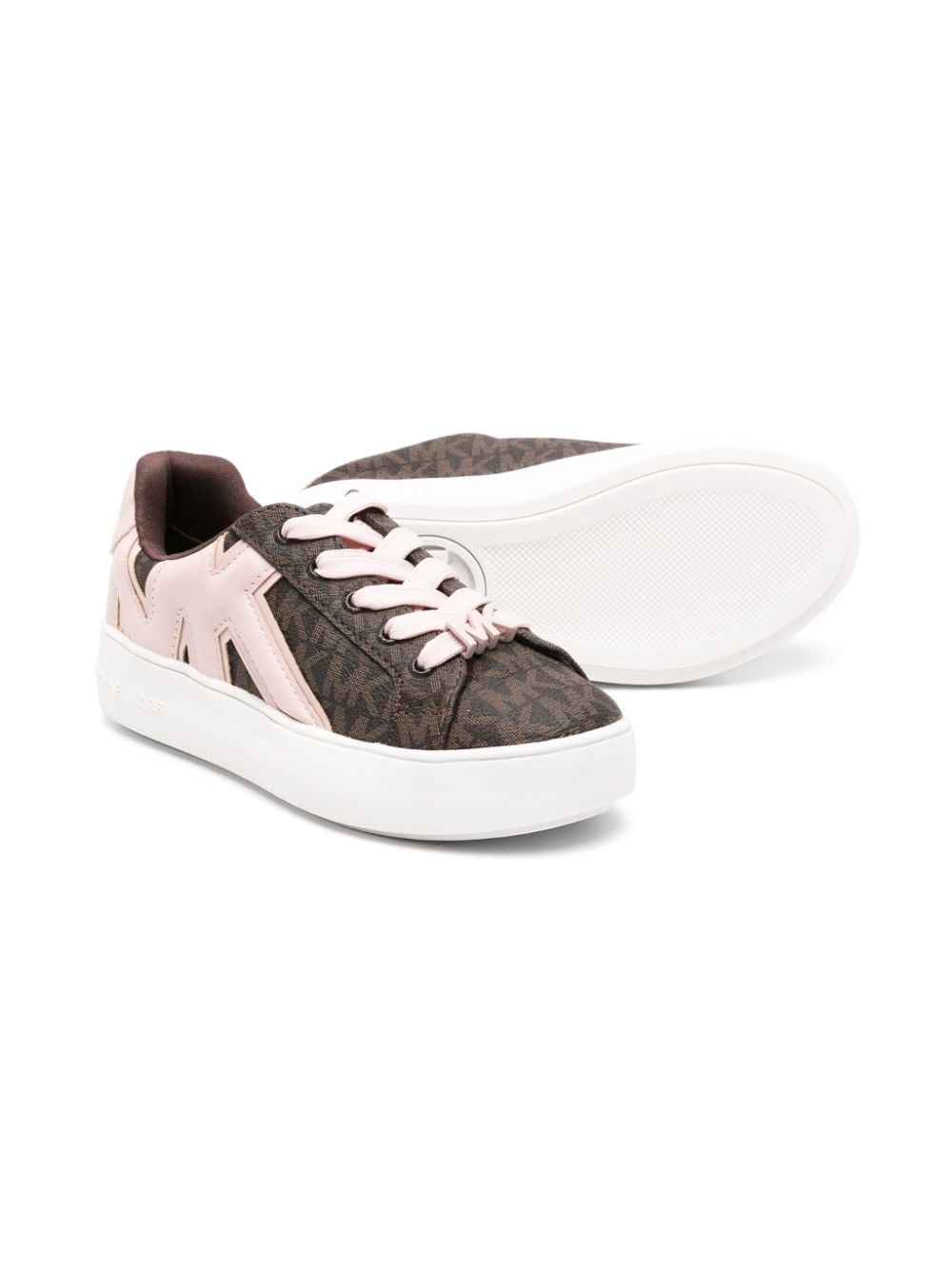 Michael Kors Kids logo-print grained-texture sneakers - Bruin