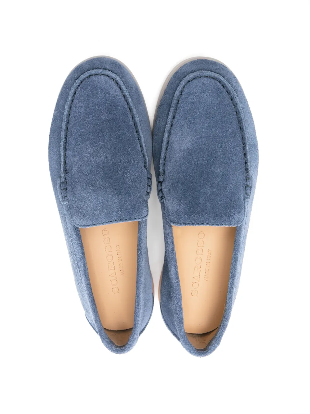 Shop Scarosso Ludovico Suede Loafers In Blue