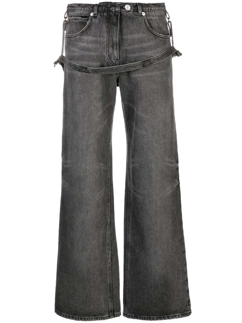 Courrèges One Strap stonewashed mid-rise jeans