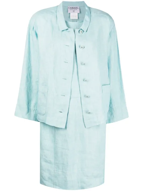 CHANEL Pre-Owned 1996 CC-buttons linen dress and jacket set