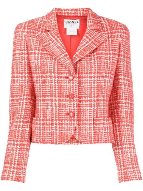 CHANEL Pre-Owned chamarra de tweed con logo CC en los botones 1997